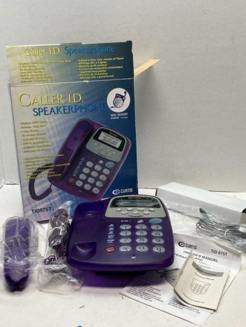 Y2K Curtis Corded Clear Purple Phone with Mini Headset